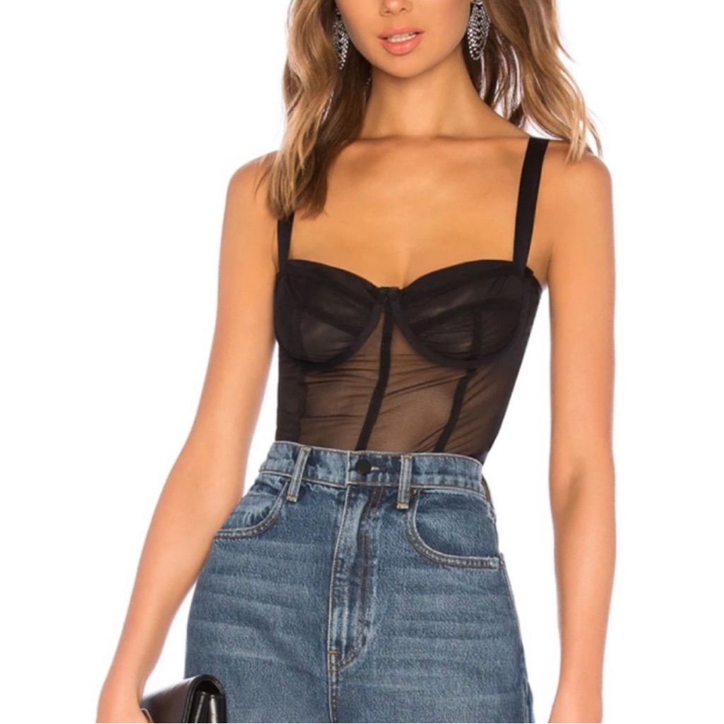 Danielle Guizo Mesh Crop Bralette Black Xs